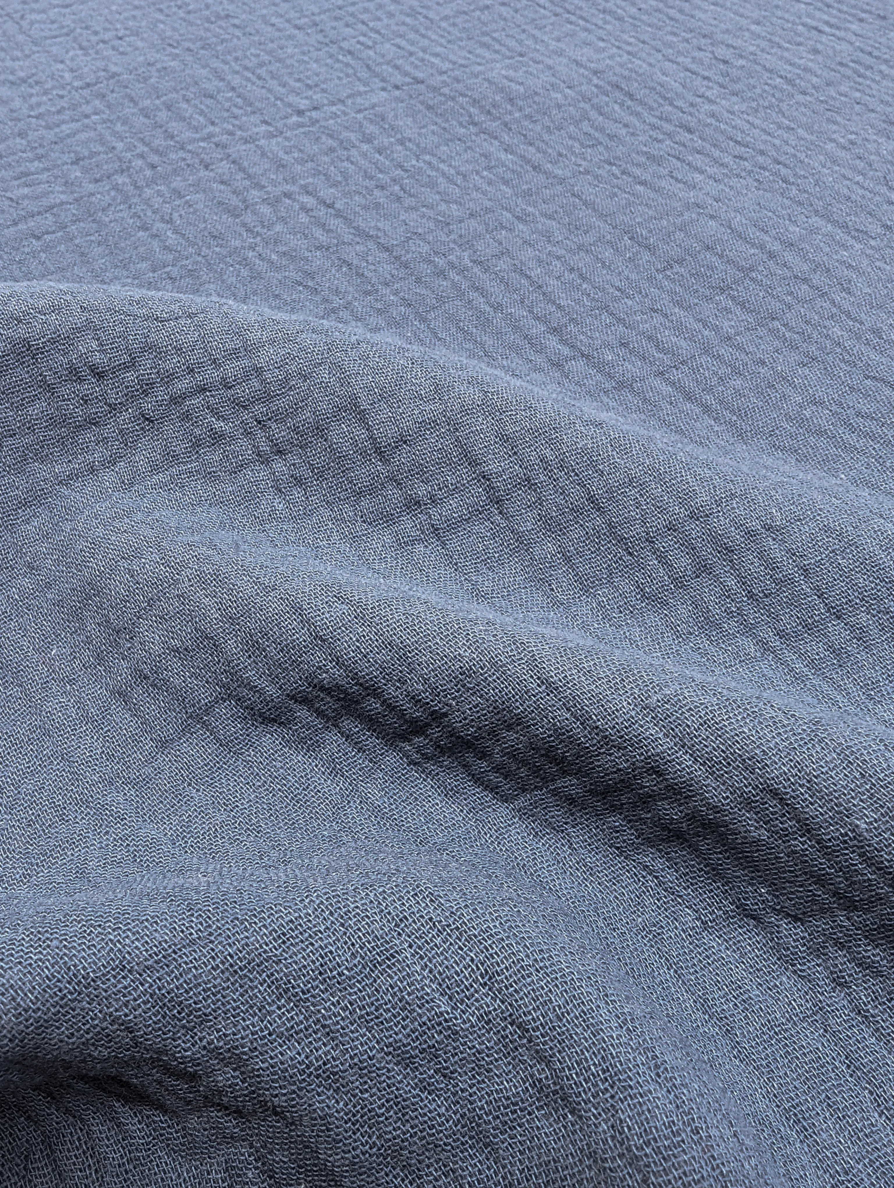 Organic Cotton Double Gauze - Steel Blue