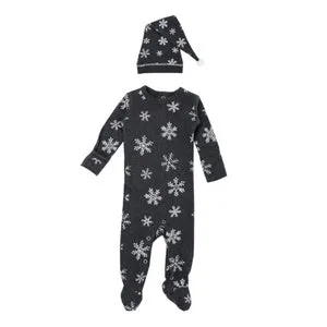 Organic Footie & Cap Set- Frost