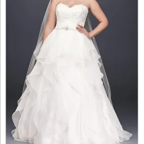 Organza ruffle and lace ball gown wedding dress at Bling Brides Bouquet