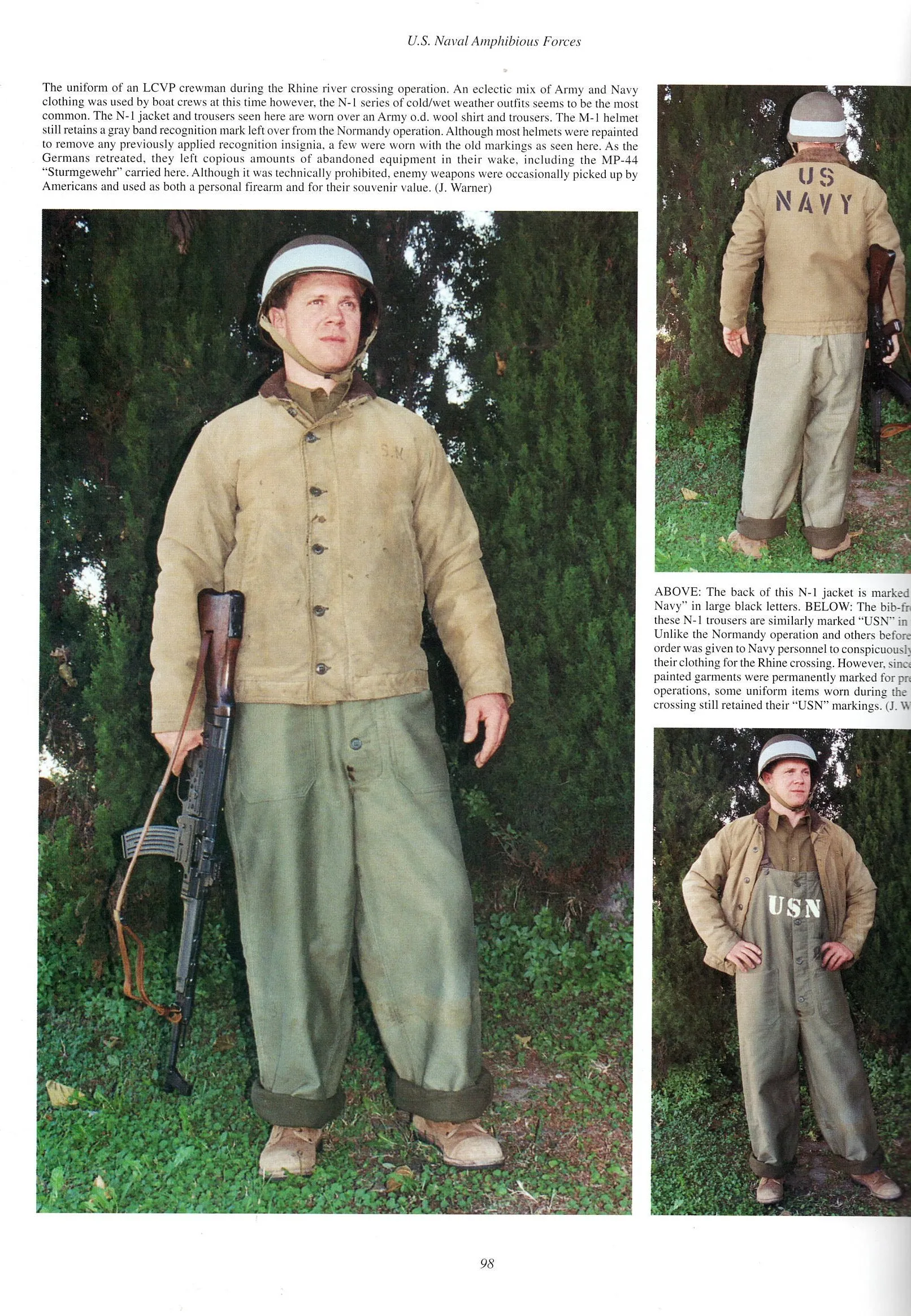 Original U.S. WWII USN Landing Craft Crewman N-1 Jacket with Overalls - As Seen in Book