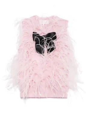 Ostrich Feather Embellished Knit Top