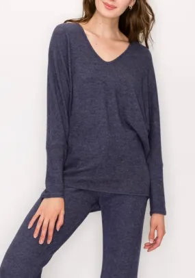 Our softest knit v-neck in comfy brushed Jersey- H. Navy