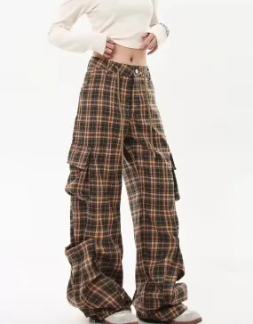 Oversized Pocket Plaid Cargo Pants