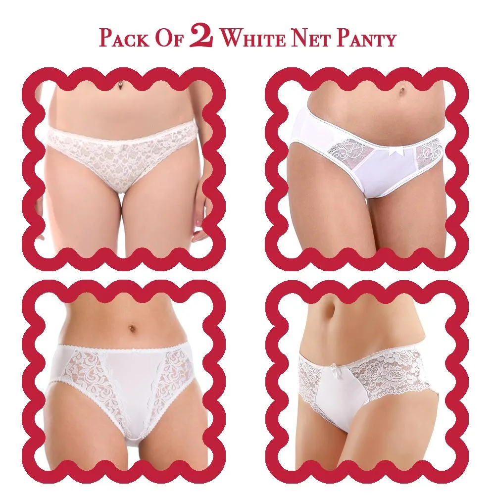 Pack of 2 Bridal White Net Panty