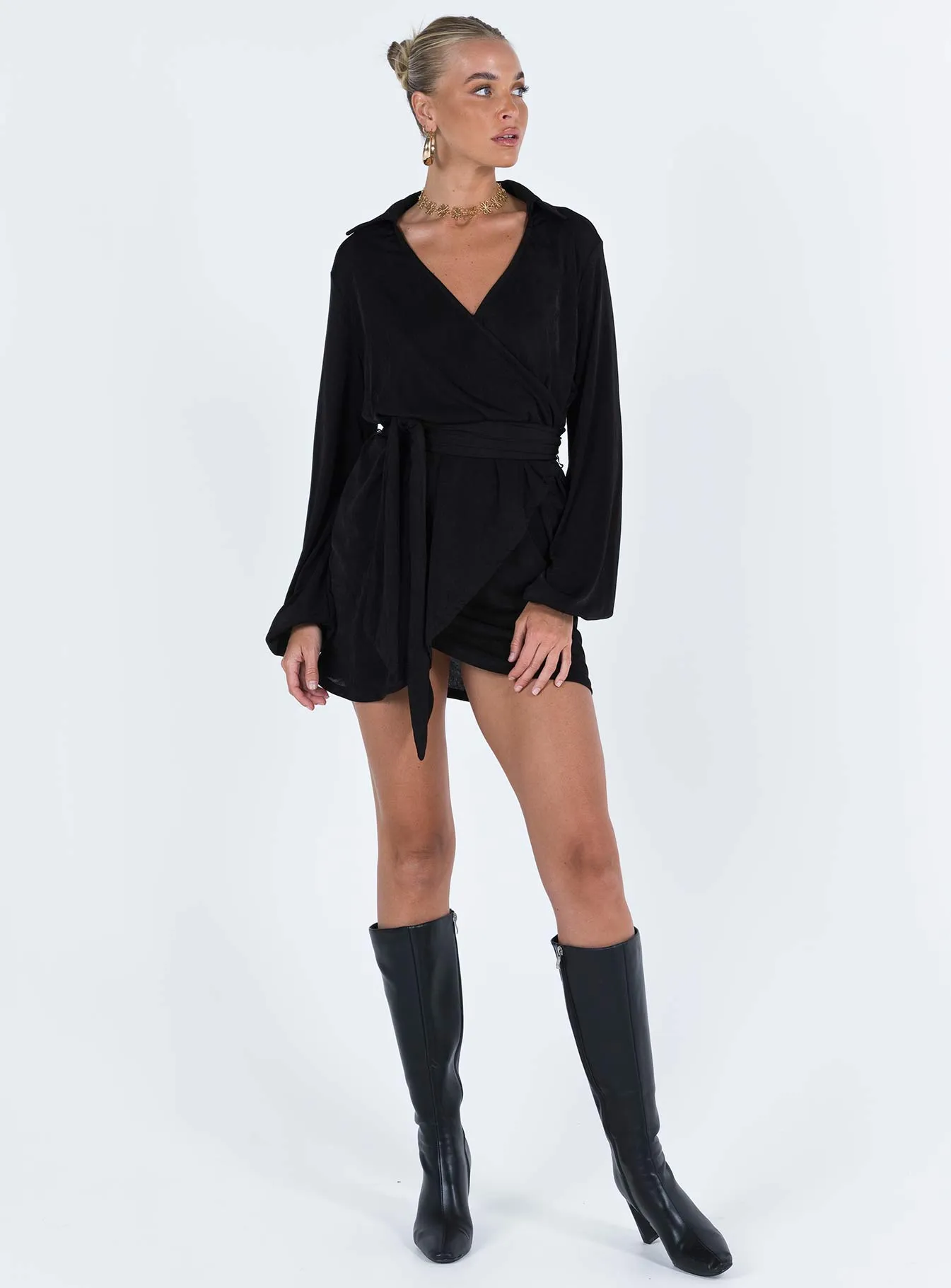 Party Time Mini Dress Black Tall Low Impact