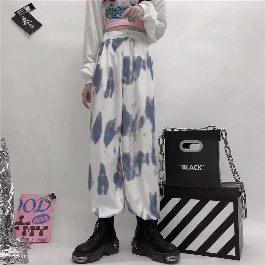 Pastel Tie Dye Print Ulzzang High Waist Pants