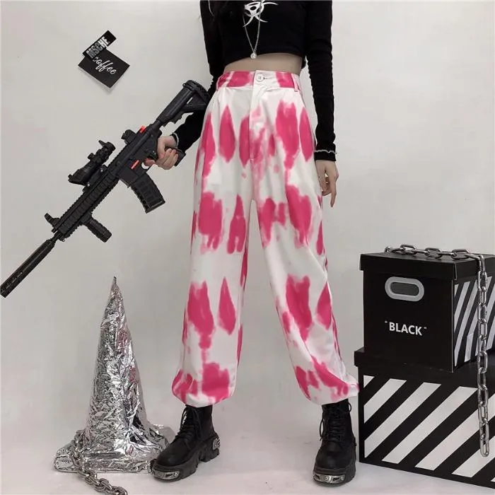 Pastel Tie Dye Print Ulzzang High Waist Pants