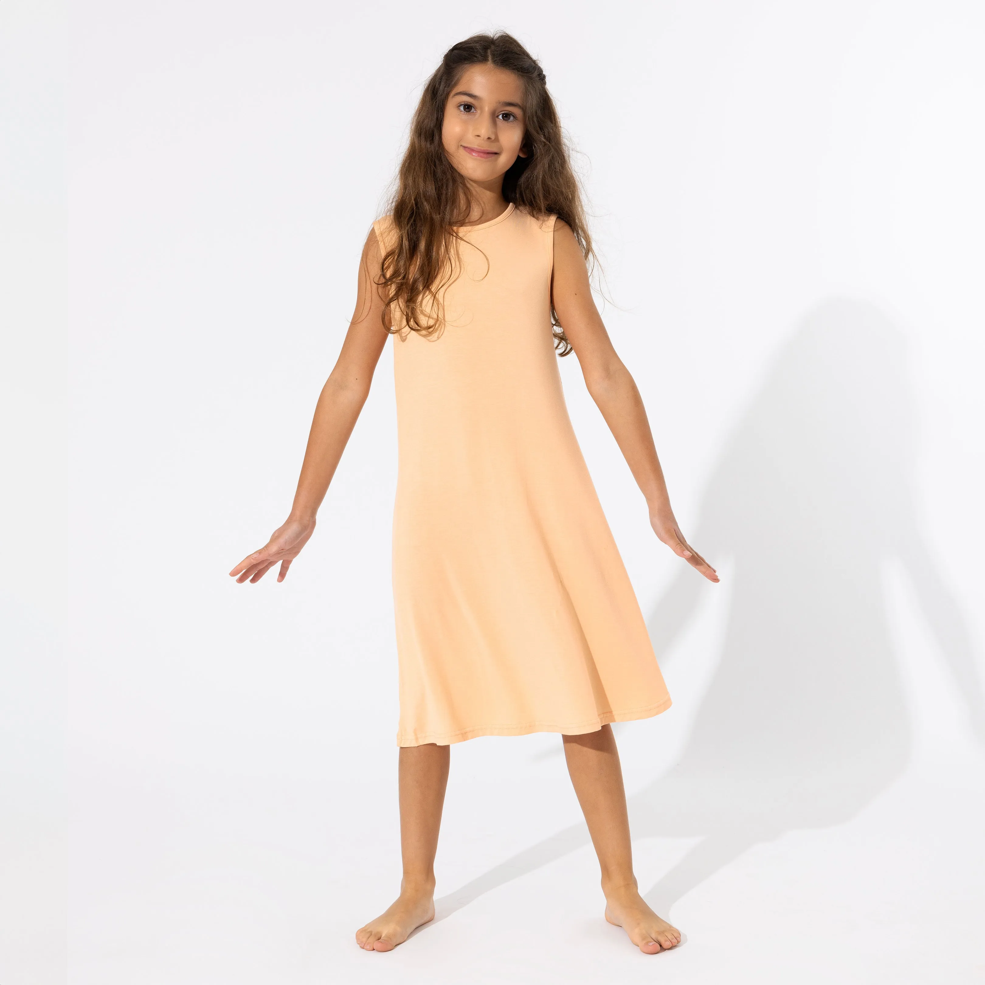 Peach Fuzz Bamboo Girls' Sleeveless Dress