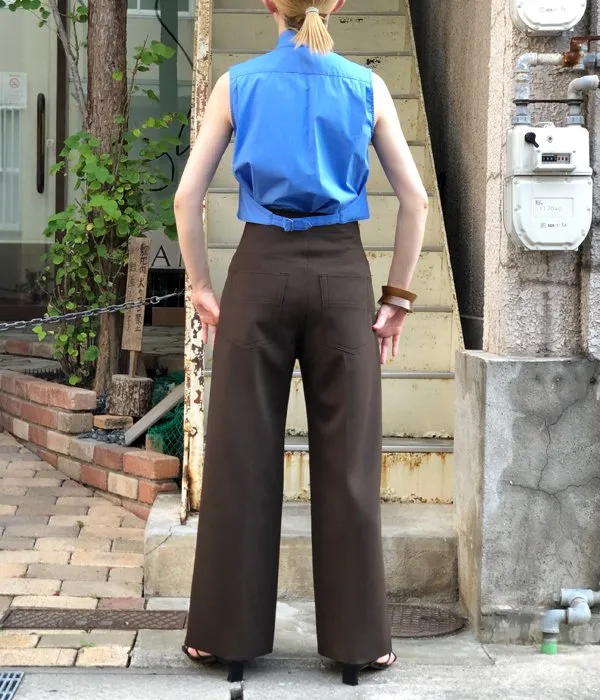 PHEENY/AMUNZEN HIGH WAIST WIDE PANTS(BROWN)