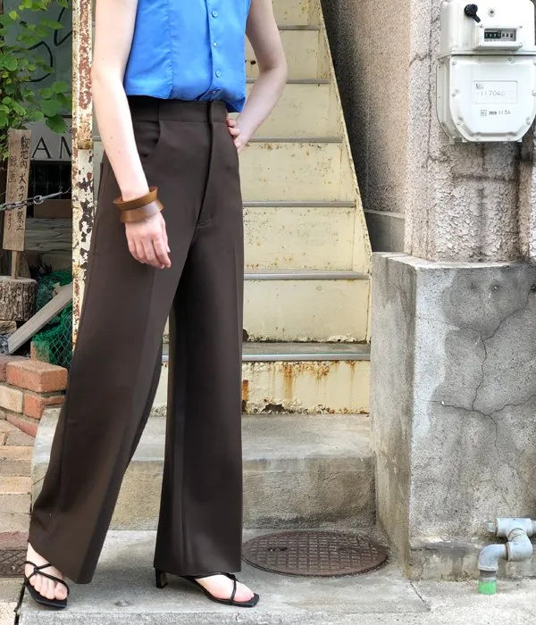 PHEENY/AMUNZEN HIGH WAIST WIDE PANTS(BROWN)