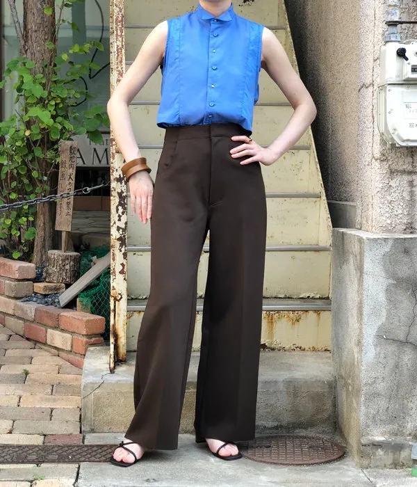 PHEENY/AMUNZEN HIGH WAIST WIDE PANTS(BROWN)