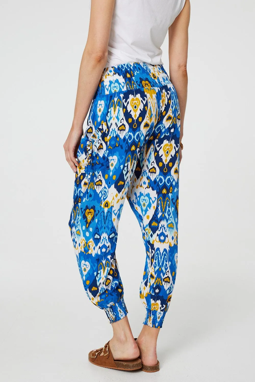 Printed High Waist Tapered Harem Pants