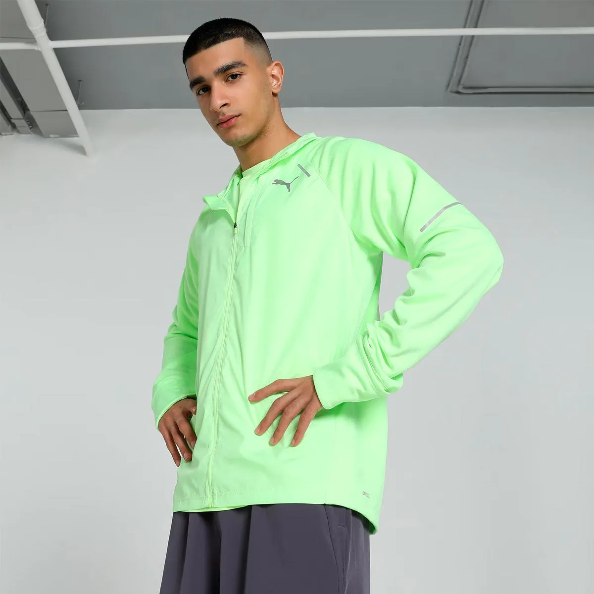 Puma Run Grid Fleece Woven Jacket - Mens - Fizzy Apple