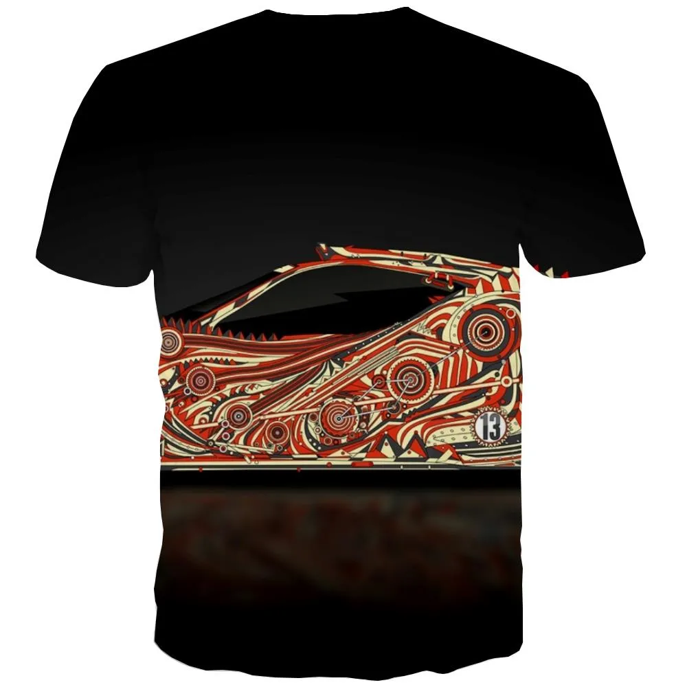 Racing Car T-shirt Men Metal Tshirt Anime City Tshirt Printed Gray Tshirts Casual Retro Shirt Print