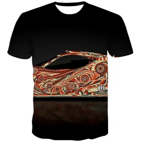 Racing Car T-shirt Men Metal Tshirt Anime City Tshirt Printed Gray Tshirts Casual Retro Shirt Print