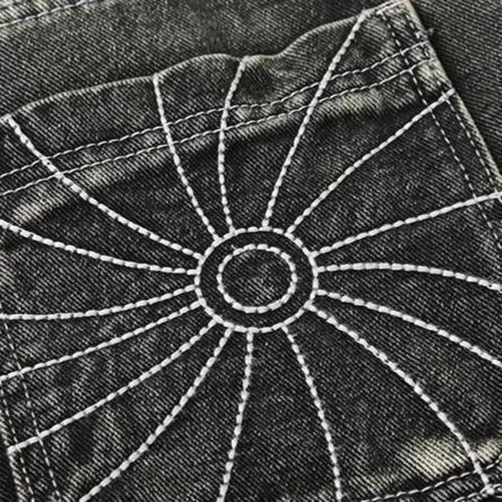 Retro needlework fit men's jeans