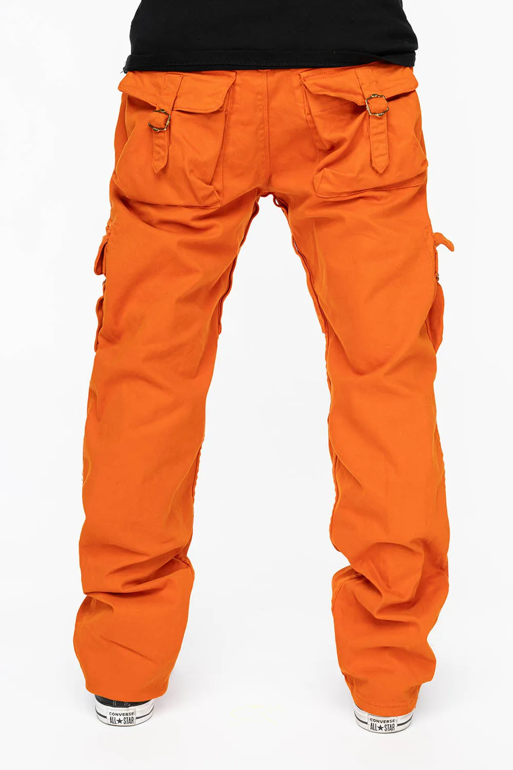 ROBINS NEW MILITARY STYLE CARGO PANTS IN ORANGE COLOR WASH