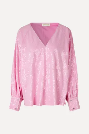 Sandrine Blouse - Liquified Grid Pink