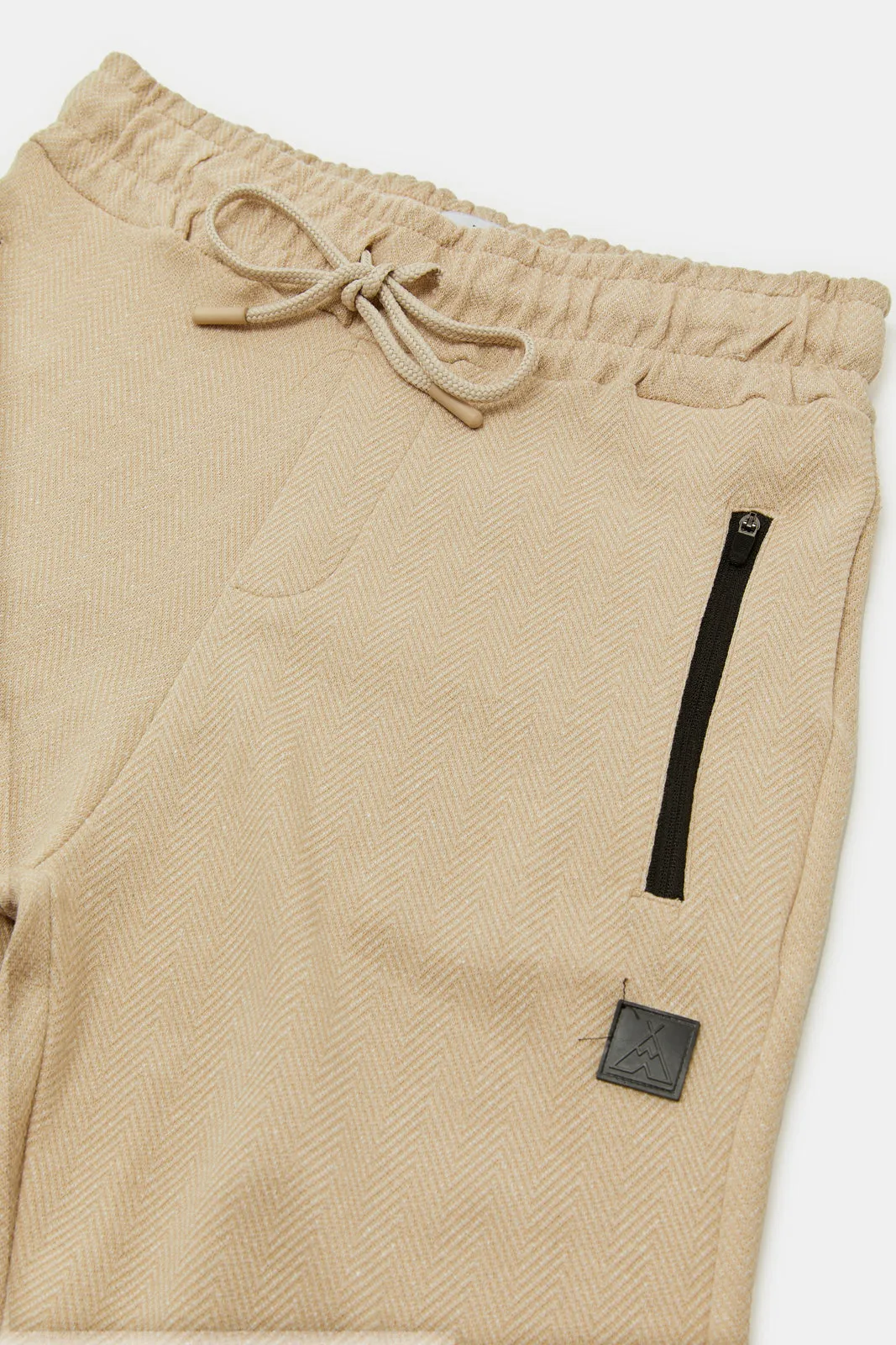 Senior Boys Beige Basic Track Pant