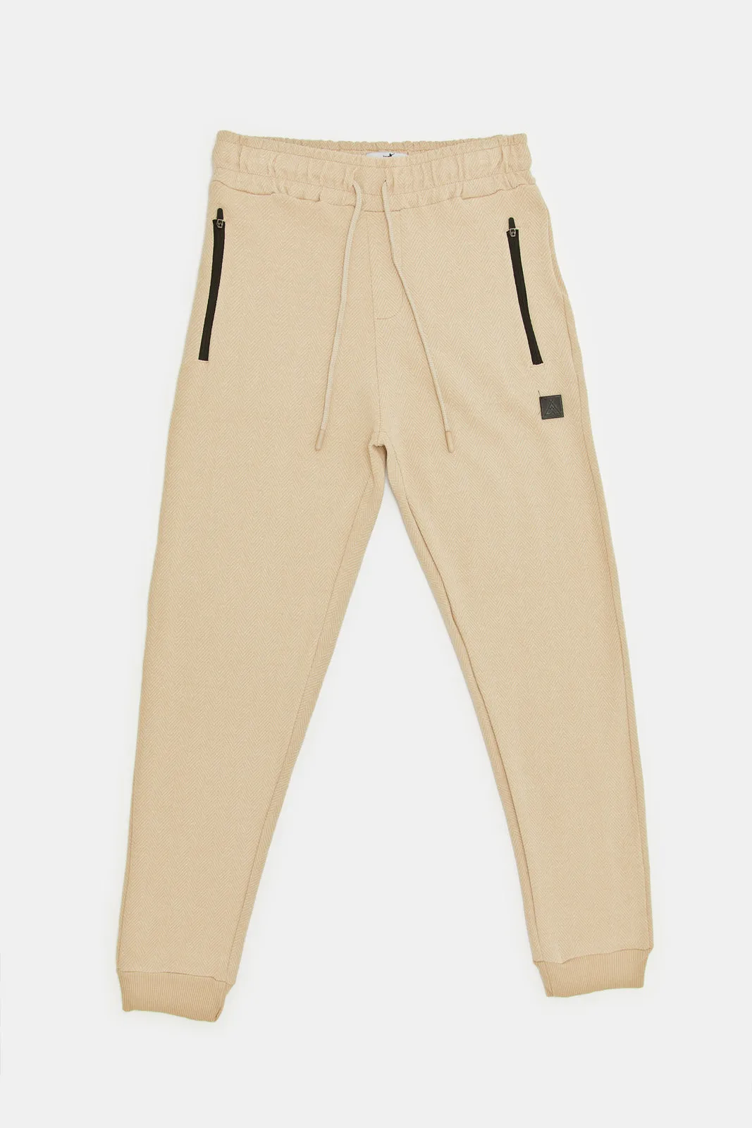 Senior Boys Beige Basic Track Pant