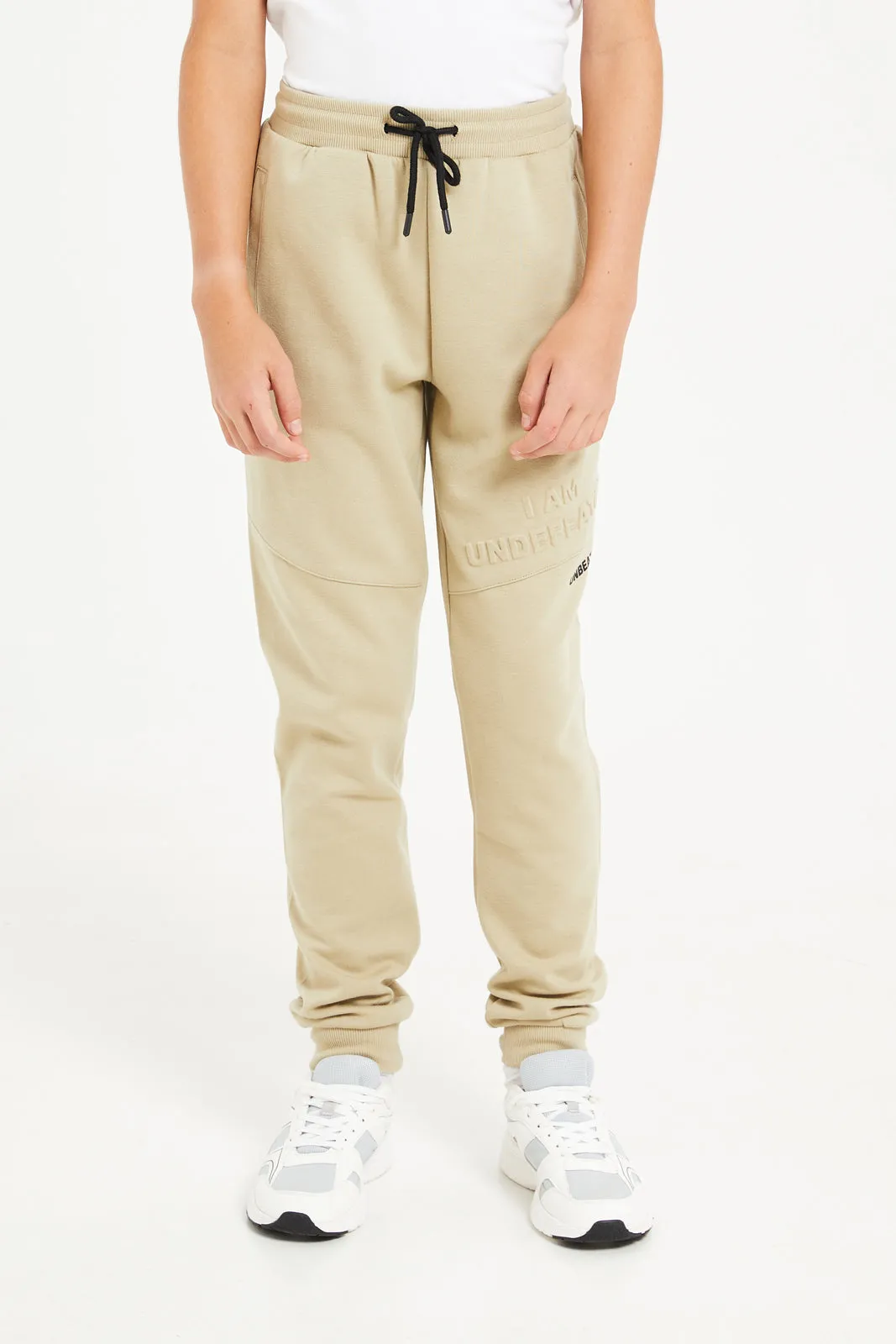 Senior Boys Beige Embossed Active Pants