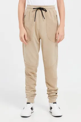 Senior Boys Beige Track Pants