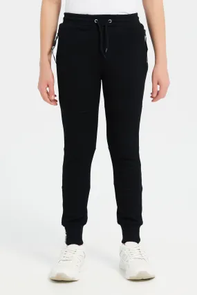 Senior Boys Black Active Track Pants