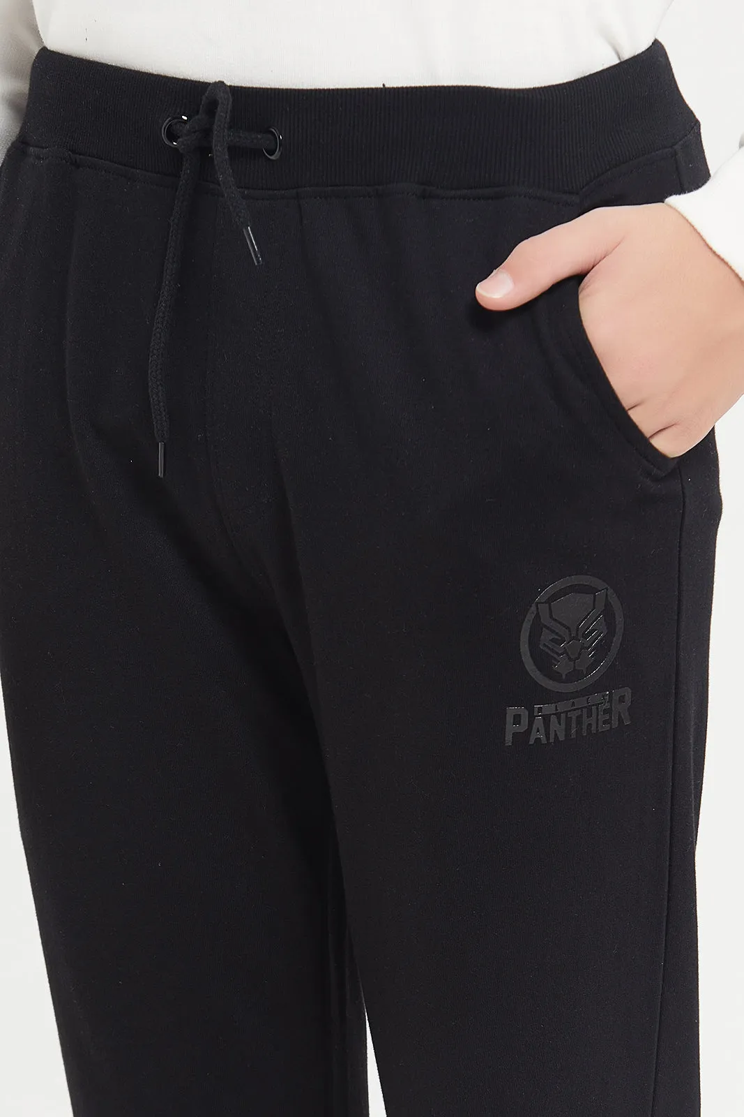 Senior Boys Black Black Panther Active Pants