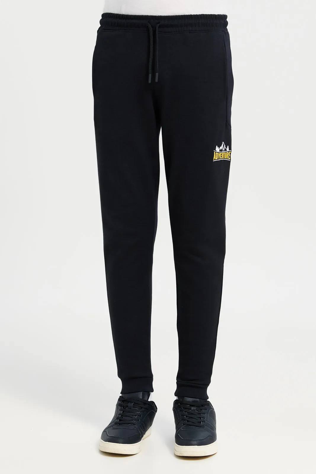 Senior Boys Black Embellished Active Pants