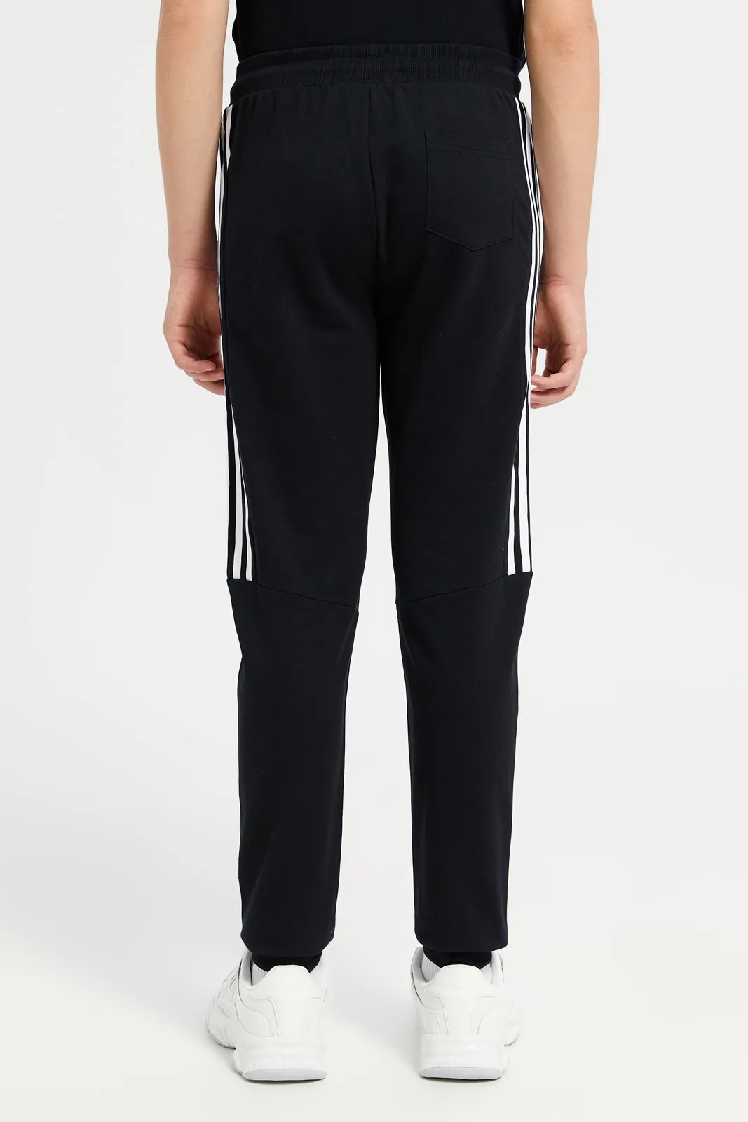 Senior Boys Black Stripe Active Pants