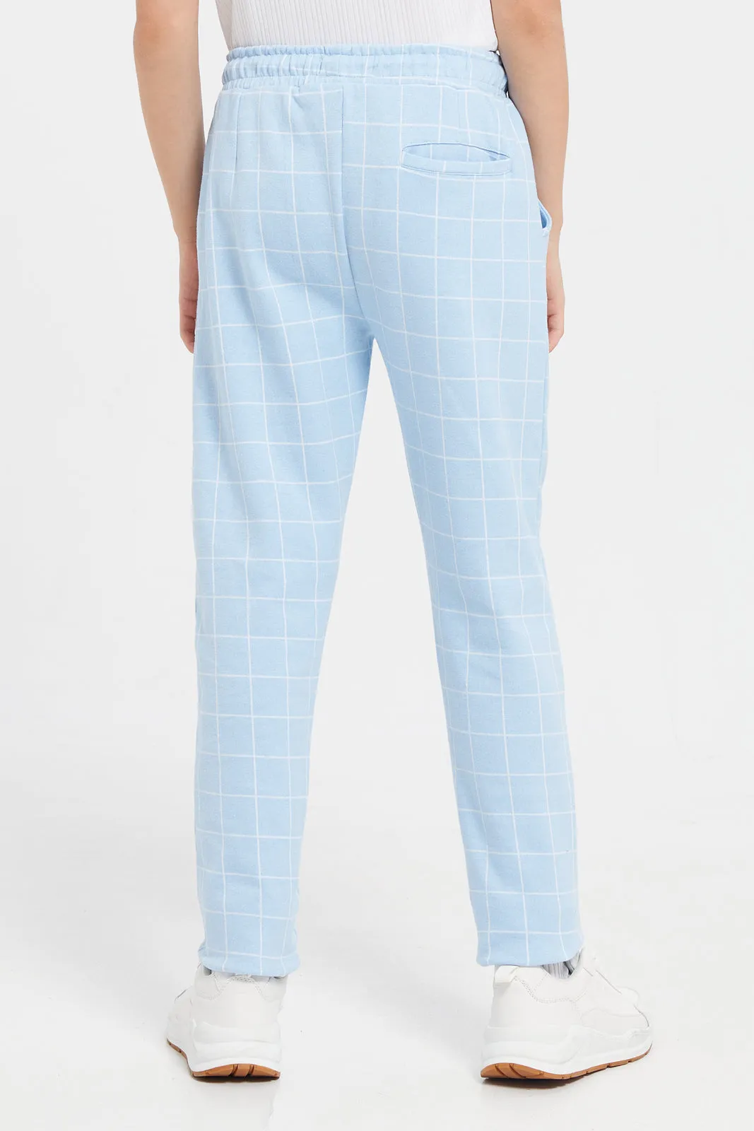 Senior Boys Blue Checkered Track Pants