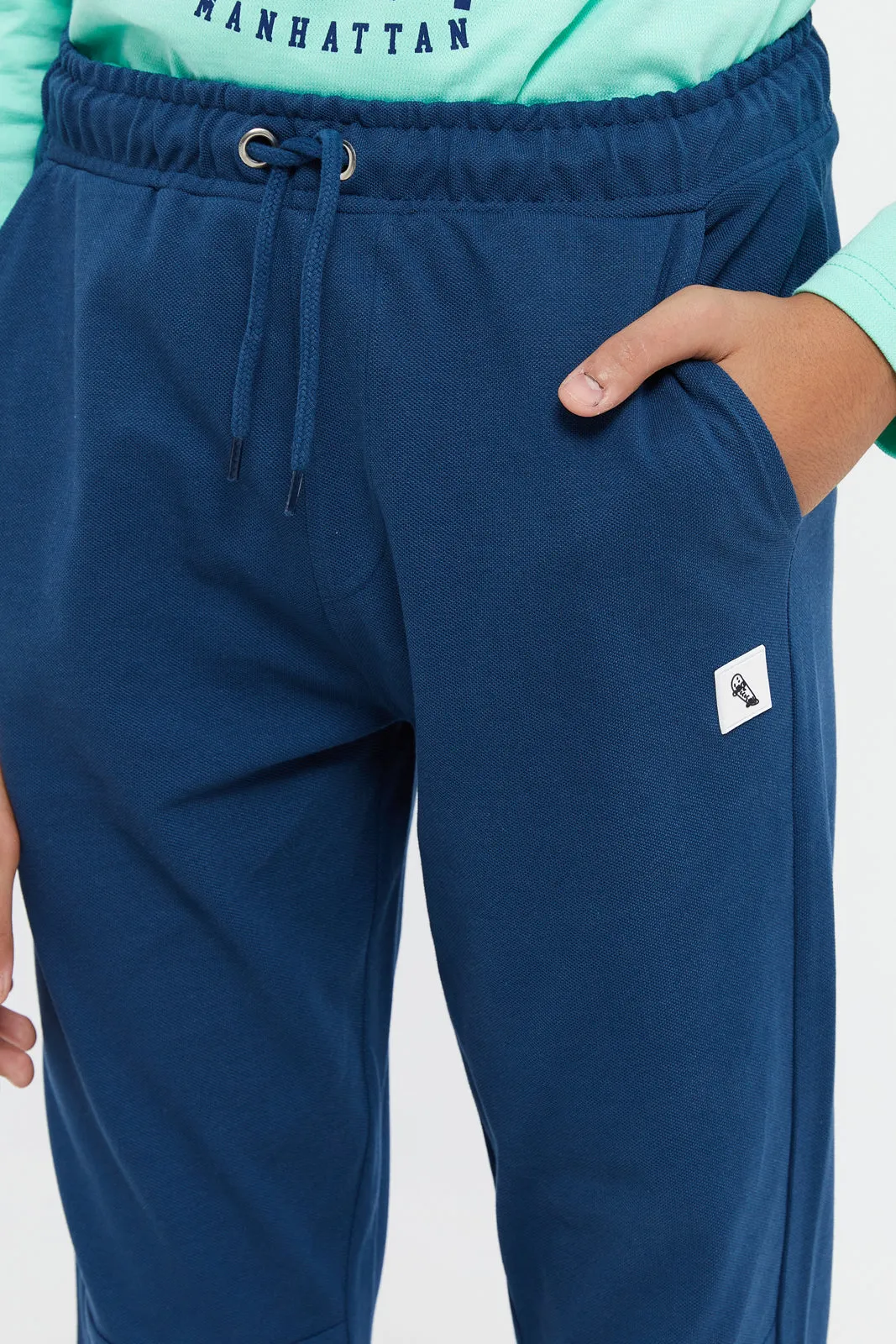 Senior Boys Blue Pique Active Pants