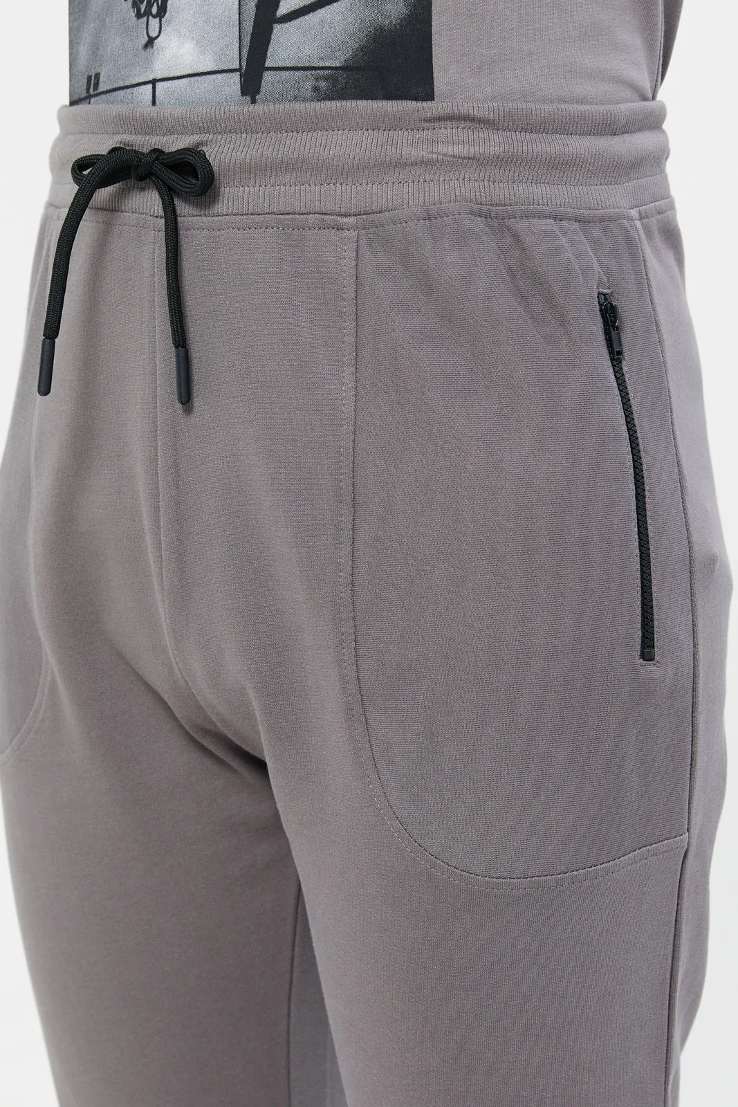 Senior Boys Charcoal Active Pants With Pocket Zipper