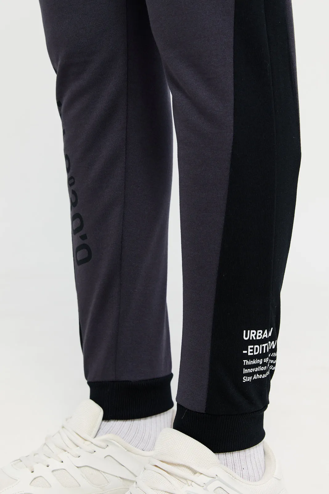 Senior Boys Charcoal Cut And Sew Active Pants