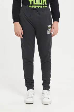 Senior Boys Charcoal Joker Print Active Pants