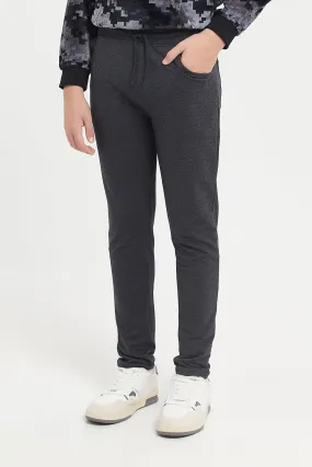 Senior Boys Charcoal Stretch Active Pants