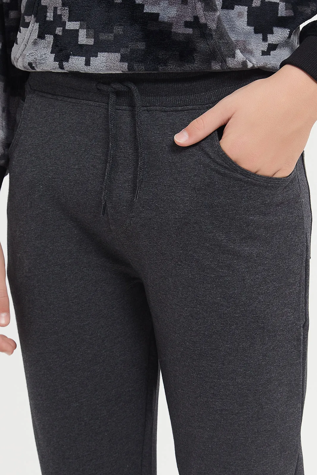 Senior Boys Charcoal Stretch Active Pants