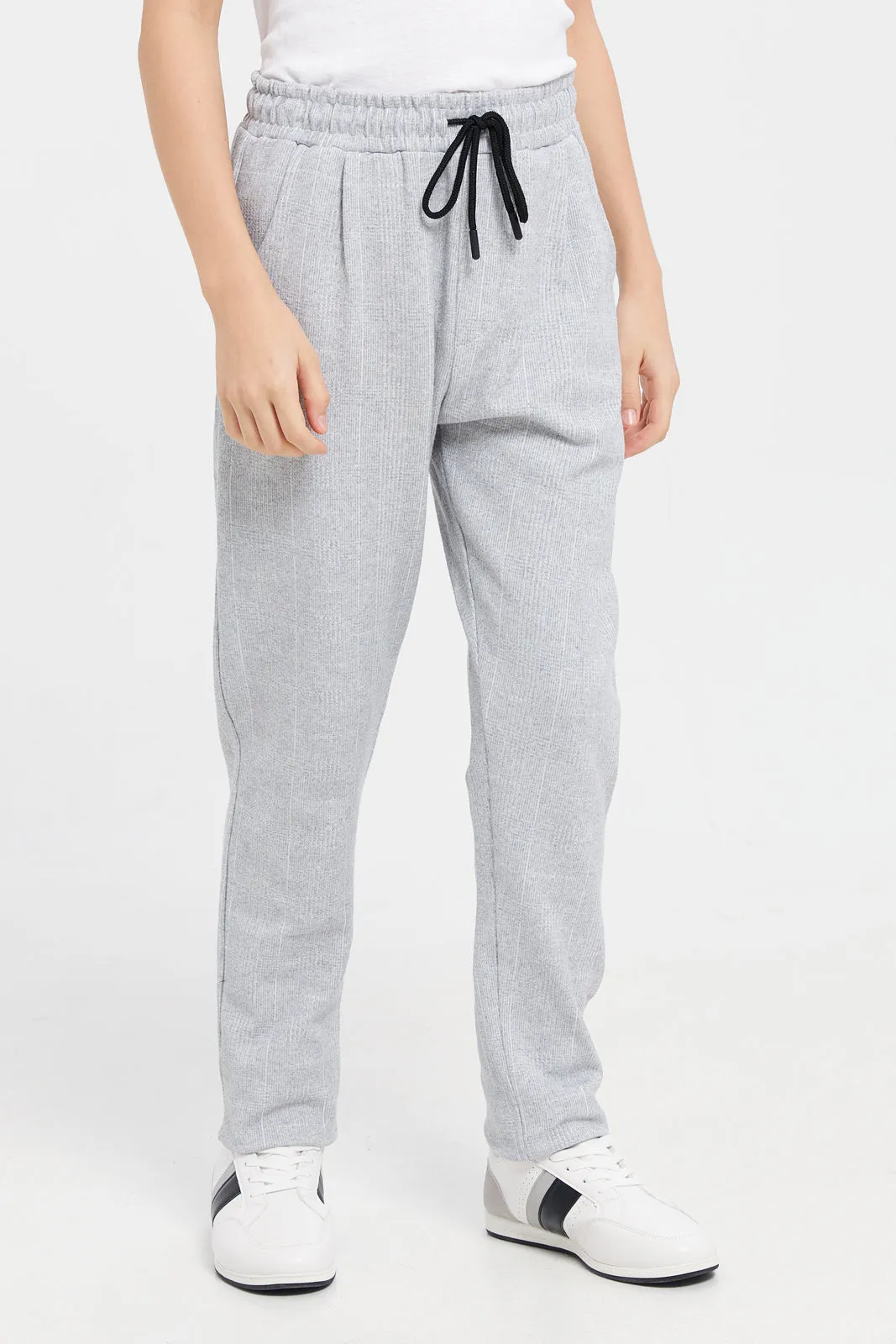 Senior Boys Grey Jacquard Track Pants