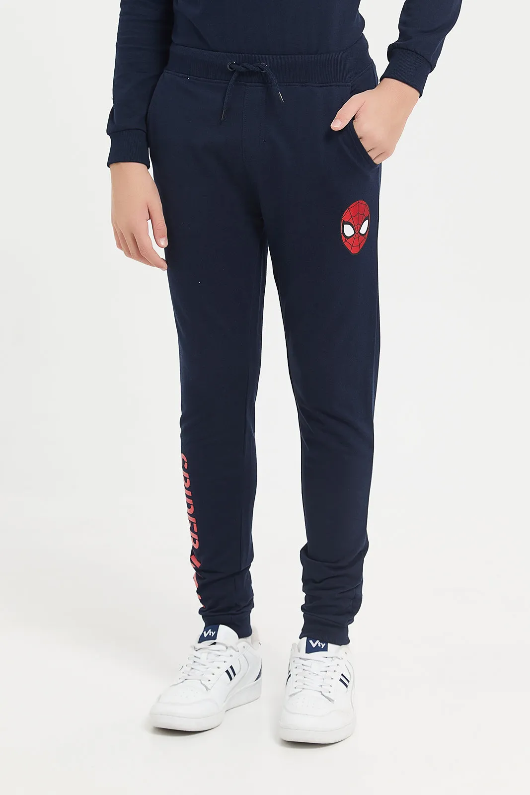 Senior Boys Navy Spiderman Active Pants