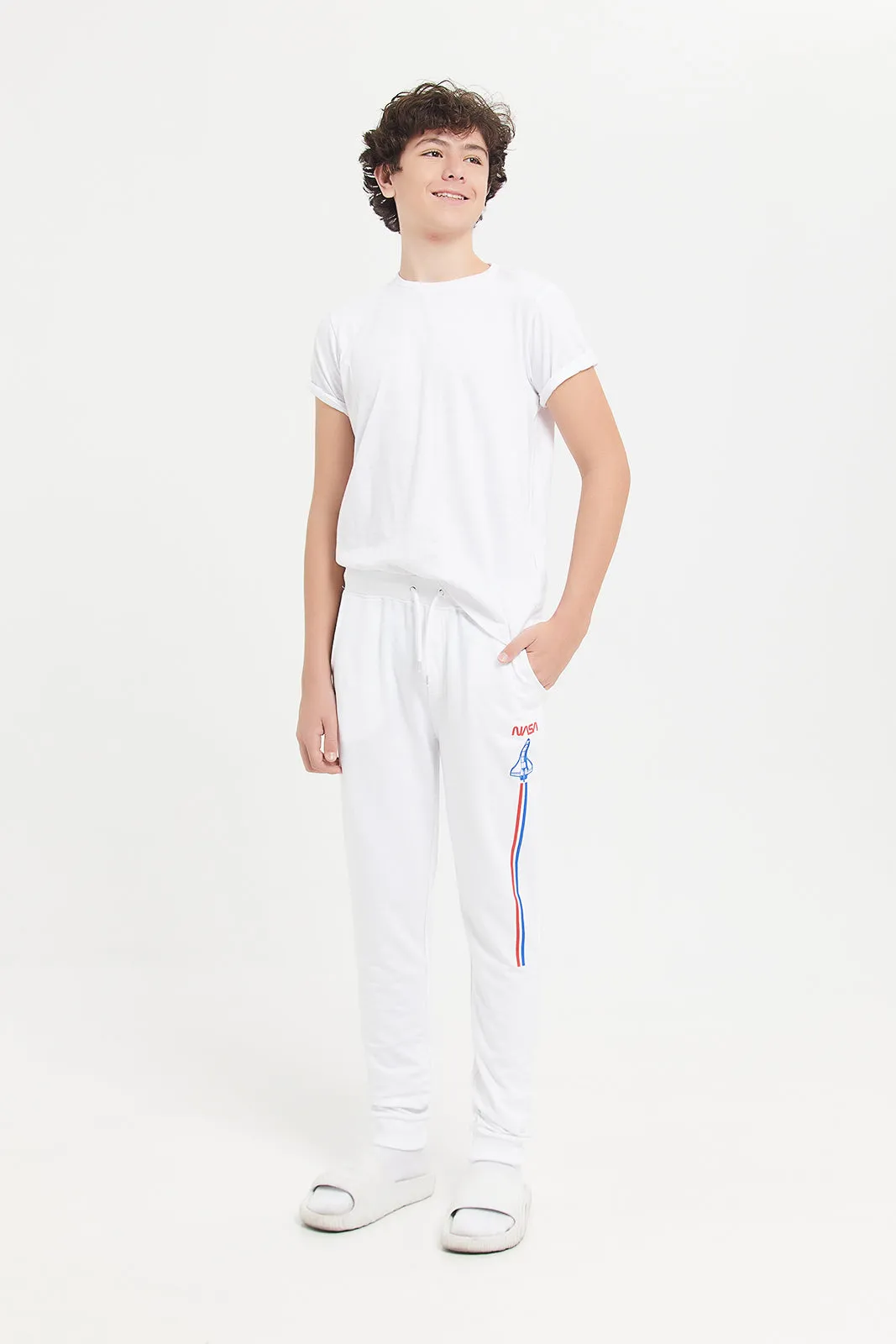 Senior Boys White Nasa Active Pants