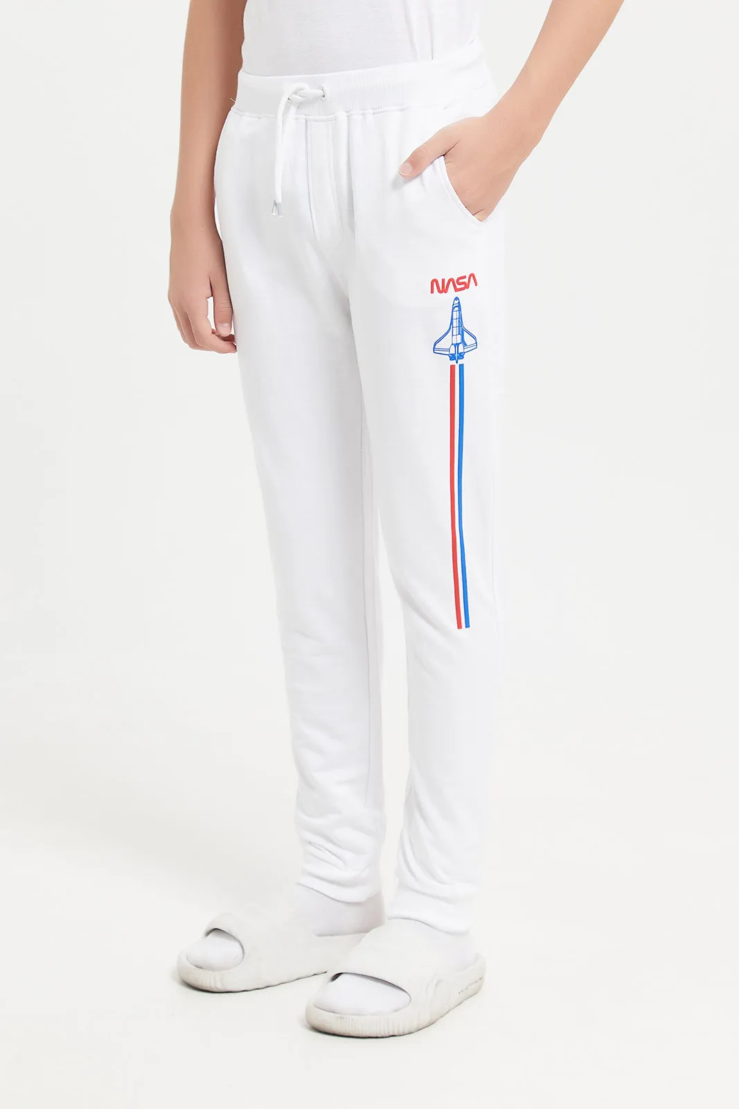 Senior Boys White Nasa Active Pants