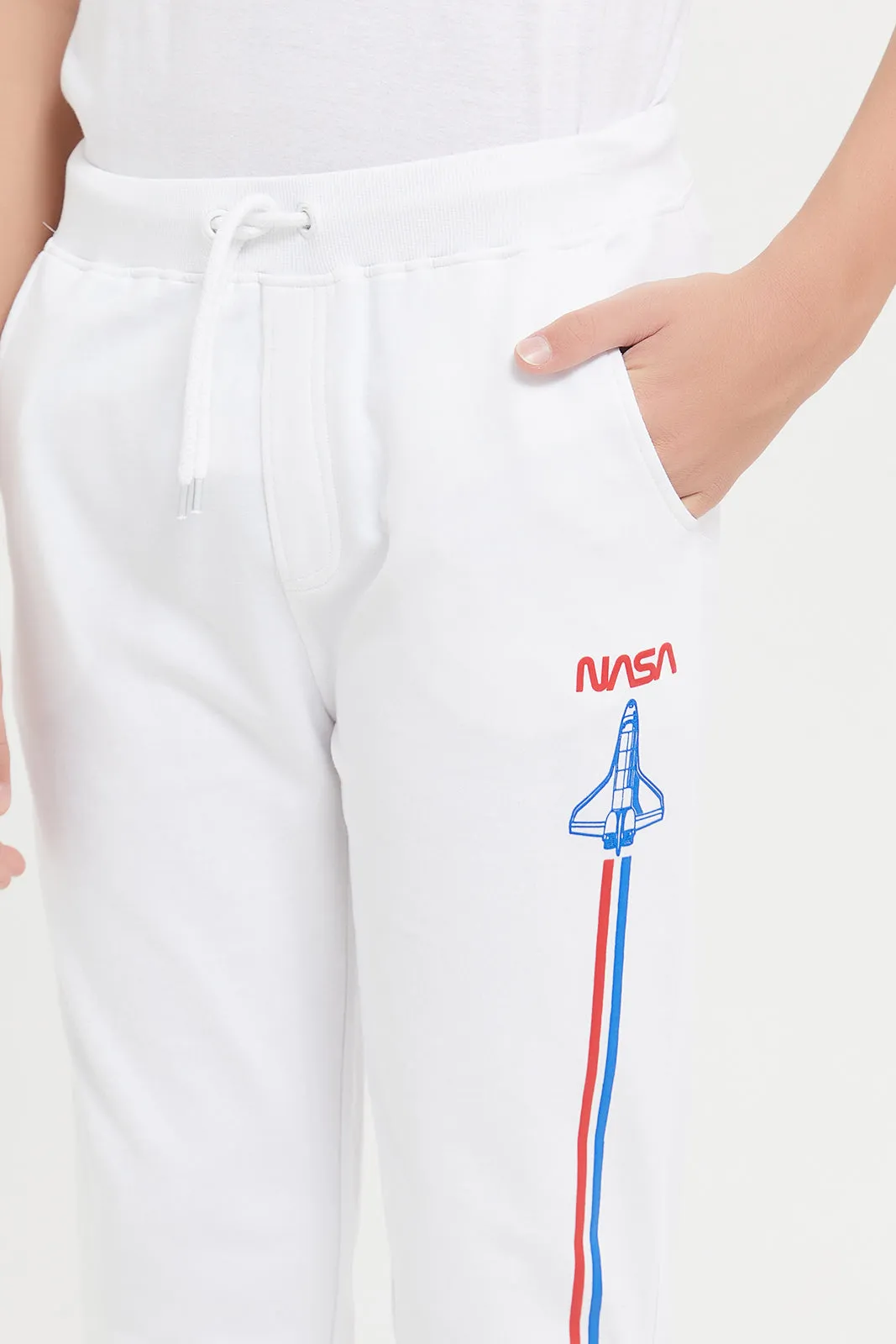 Senior Boys White Nasa Active Pants