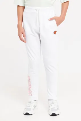 Senior Boys White Superman Active Pants