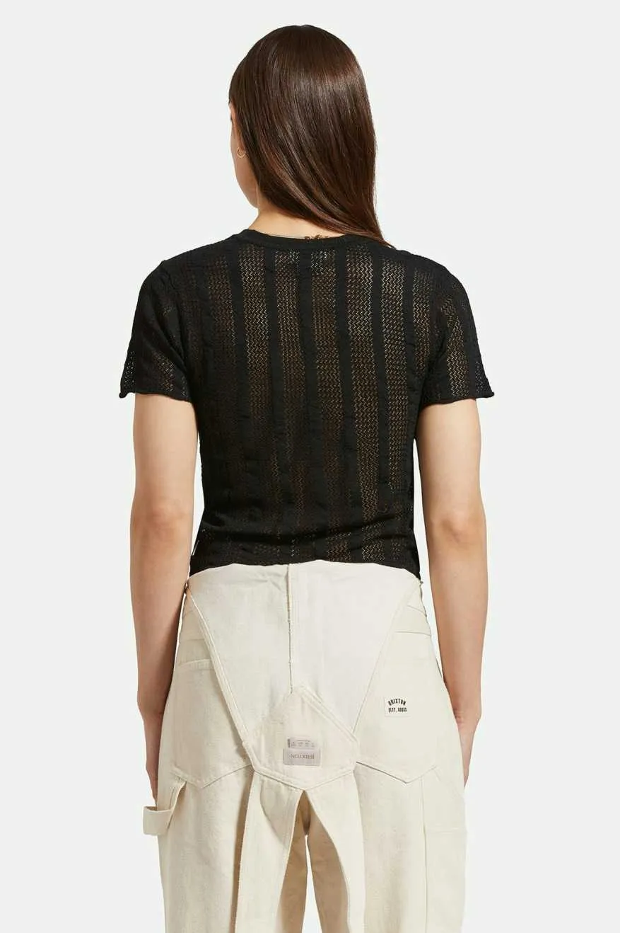 Sheer S/S Knit Top - Black