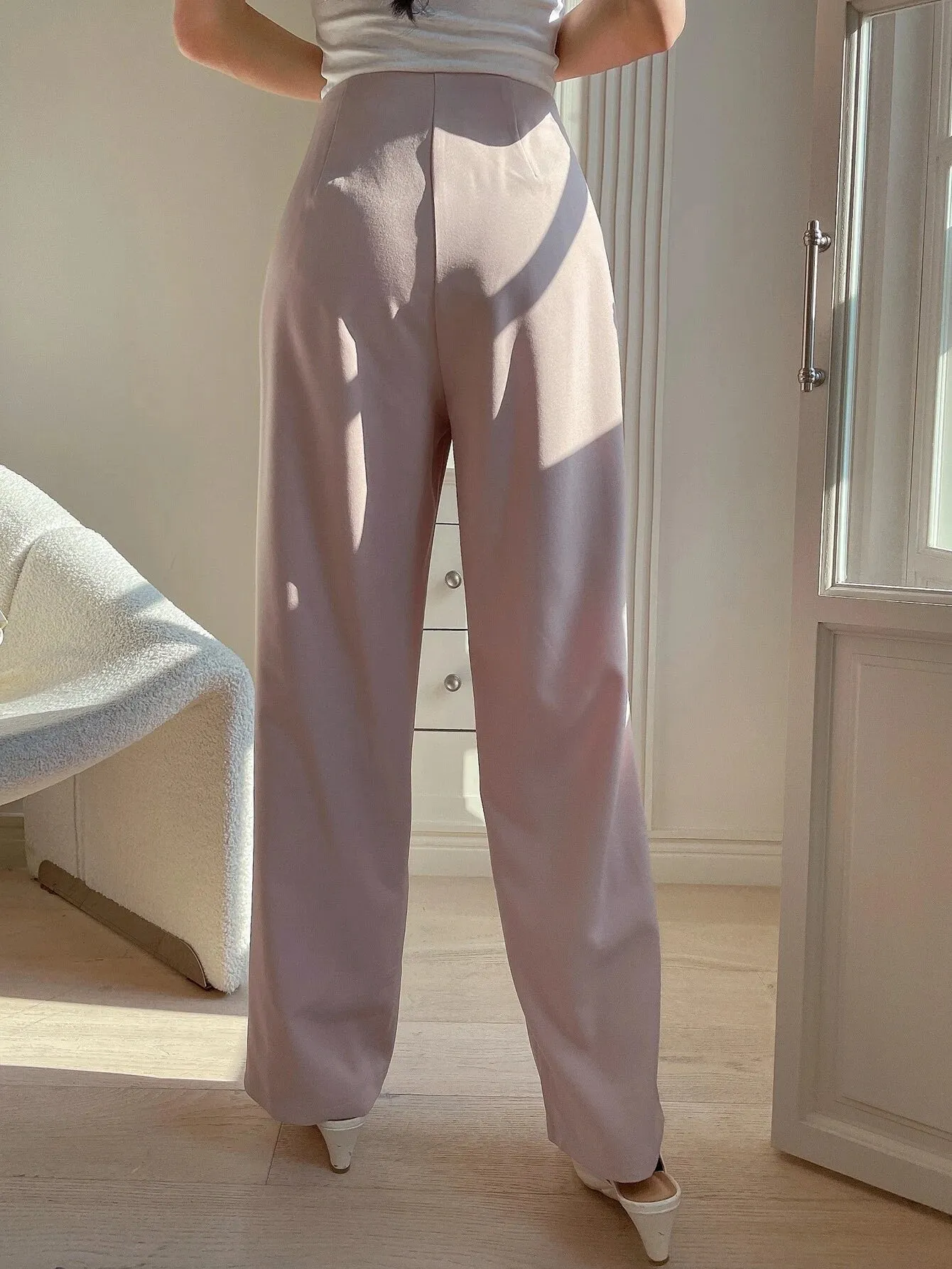 SHEIN DAZY High Waist Straight Leg Suit Pants