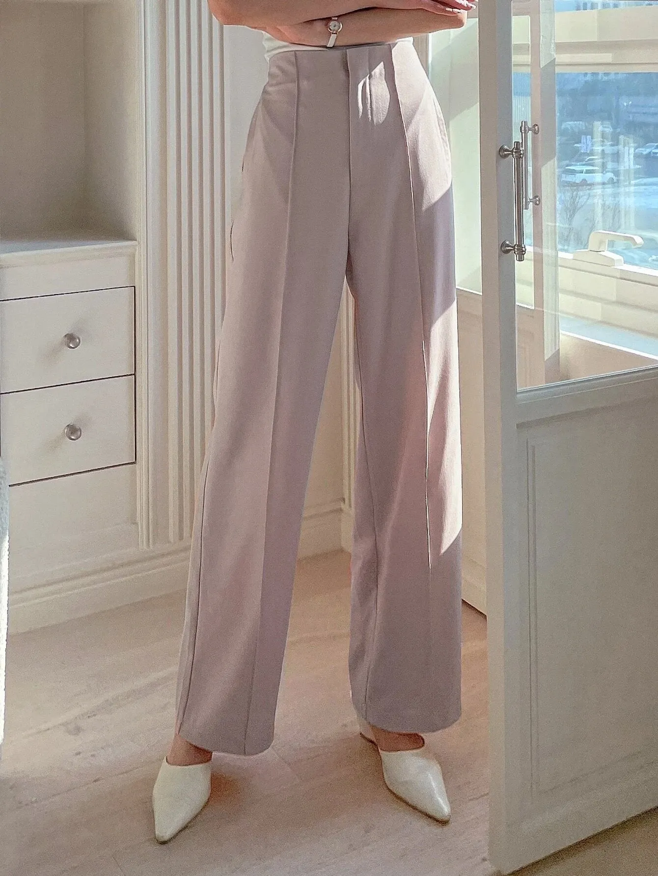 SHEIN DAZY High Waist Straight Leg Suit Pants