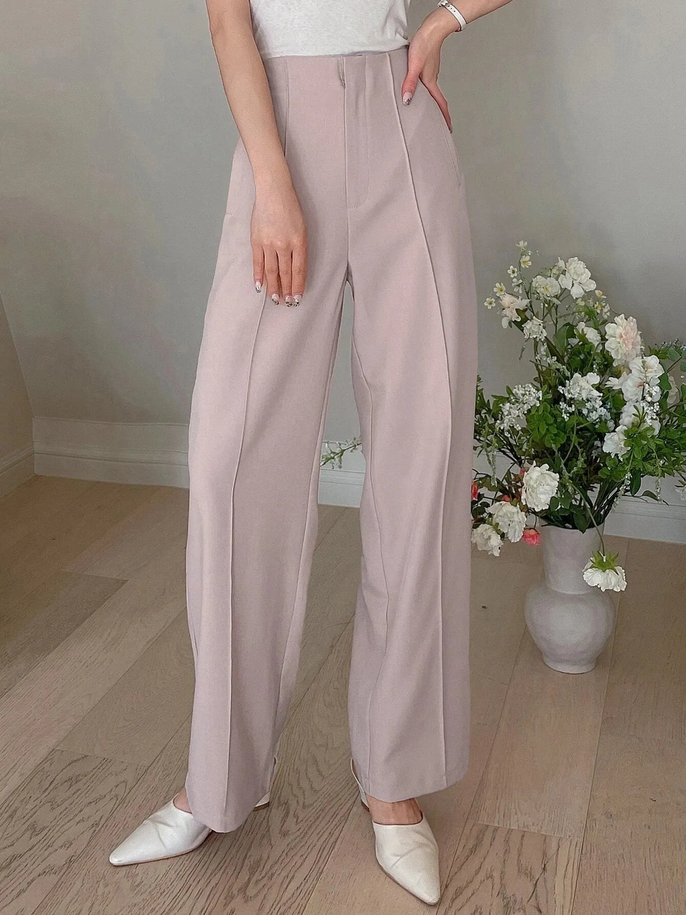 SHEIN DAZY High Waist Straight Leg Suit Pants