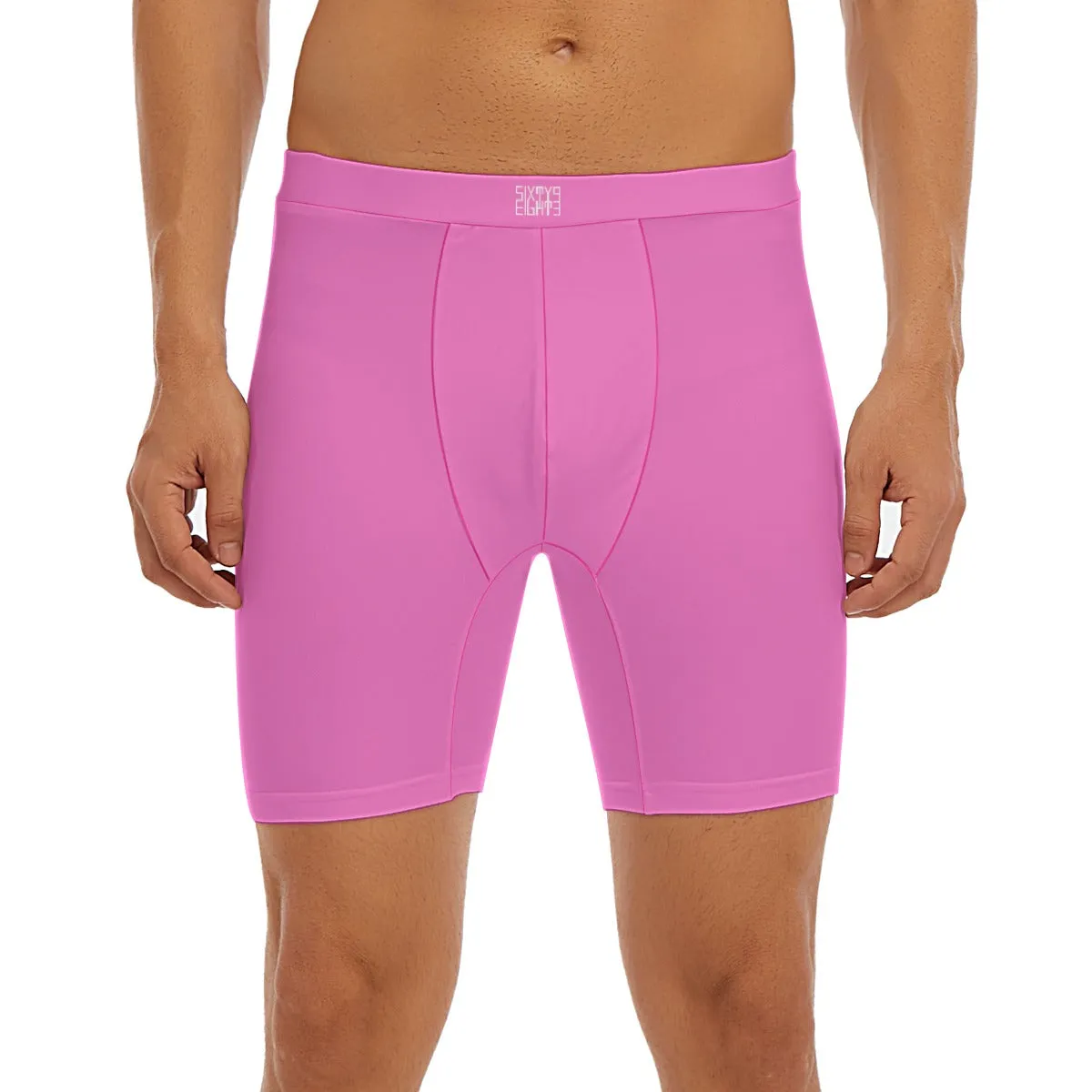 Sixty Eight 93 Logo White Pink Men's Long Boxer Briefs