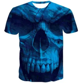 Skull T shirts Men Casual T-shirts Graphic Hip hop T shirts Funny Graphic Tshirts Cool Blue Tshirts Casual Short Sleeve