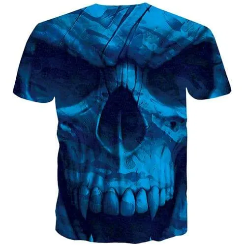 Skull T shirts Men Casual T-shirts Graphic Hip hop T shirts Funny Graphic Tshirts Cool Blue Tshirts Casual Short Sleeve